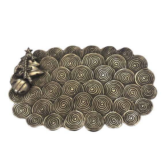MudPie Swirlie Silver Christmas Serving Platter - Picture 1 of 10